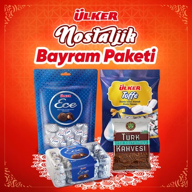 Ülker Nostaljik Bayram Paketi 1255 g – Sütlü & Fındıklı Çikolata, Damla Sakızlı Toffee ve Türk