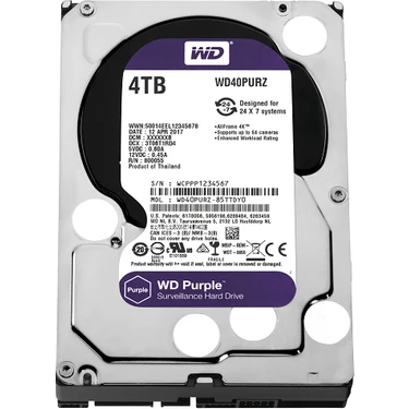 WD 4tb Wd Purple Sata 6gb/s 64MB Dv 7X24