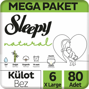 Sleepy Natural Külot Bez 6 Numara Xlarge Mega Fırsat Paketi 80