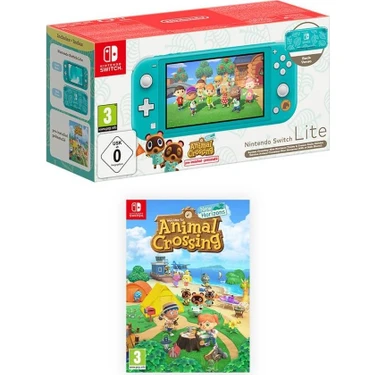 Nintendo Switch Lite Konsol Animal Crossing New Horizons Turkuaz Timmy & Tommy Aloha