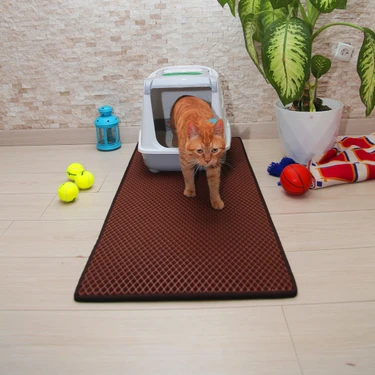50X110 cm Kedi Tuvalet Önü Paspası Koyu