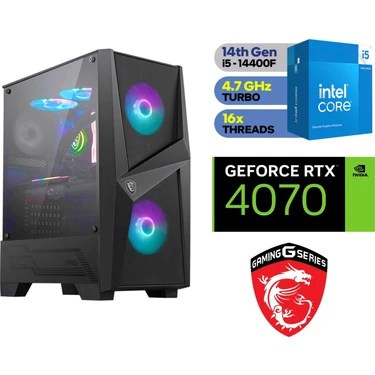 Gaming Pc Ddr5 / 12 GB RTX-4070 / 14.nesil İ5-14400F / 16 GB Ddr5 Ram / 1 Tb M.2 SSD / WİN11