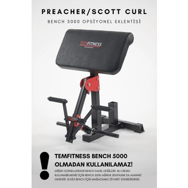 TEMFITNESS Preacher / Scott Curl Aparatı (Bench 5000