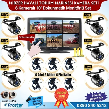 Mibzer Için 6 Kameralı 10 Inç Dokunmatik Monitör Altıya