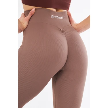 Gymhams Kalçası Büzgülü Premium Fitilli Ekstra Push Up Yüksek Bel Esnek Toparlayıcı Spor