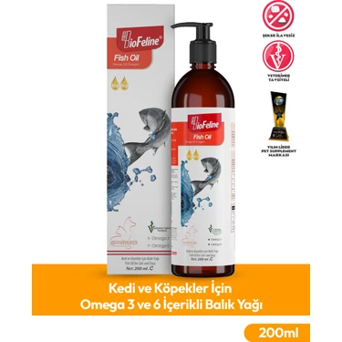 Biofeline Salmon Oil 200 Ml. (Kedi ve Köpekler Için Omega 3 ve 6