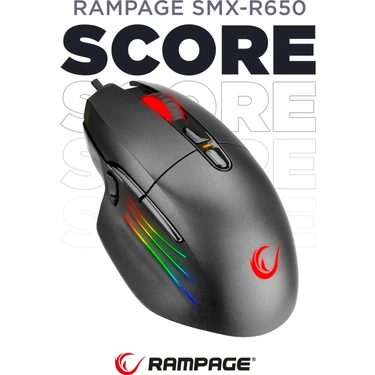 Rampage SMX-R650 SCORE Usb Siyah 10000 Dpi RGB Gaming Oyuncu