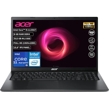 Acer Extensa EX215-54 İntel Core i5 1135G7 8 GB 512 GB SSD Freedos 15.6" FHD Taşınabilir