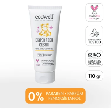 Ecowell 110gr Organik Pişik Kremi, Yenidoğanlar İçin Rahatlatıcı ve Nemlendirici