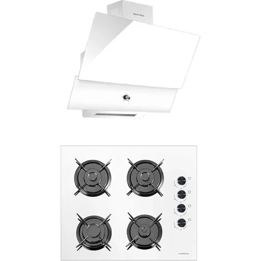 Luxell Süper Kristal Beyaz Ankastre 2 Li Set (OC88 Cam Ocak/ DA88 Davlumbaz Rotary
