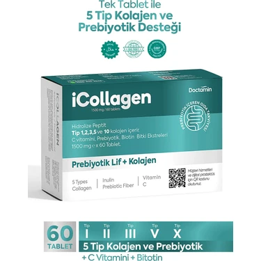 icollagen 5 Tip Kolajen Ve Prebiyotik 60