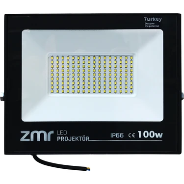 Caddemia Zmr 100 Watt Beyaz 6500K IP66 150* Işık Açısı 220 Volt Siyah Slim Kasa LED Projektör