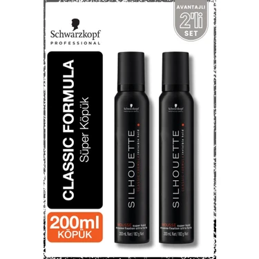 Schwarzkopf Silhouette Süper Tutucu Saç Köpüğü 200ML x 2