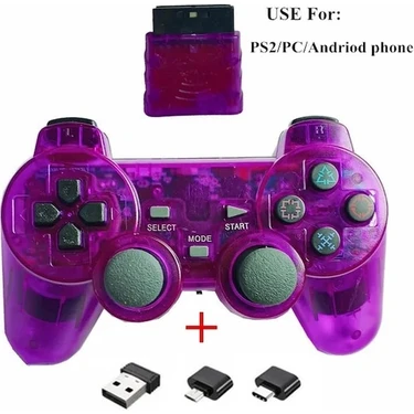 Vigortrading Purple-2.4g Kablosuz Denetleyici Ps2 Gamepad Için Ps2 Kablosuz Oyun Kolu Için Ps2 Pc