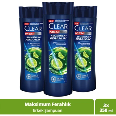 Clear Men Kepeğe Karşı Etkili Şampuan Maksimum Ferahlık Yağlı Saç Derisi İçin Limon Özlü 350 ml