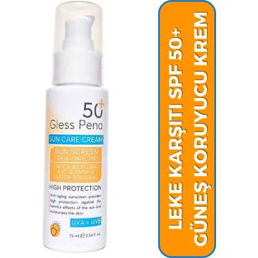 Gless Pena Leke Karşıtı ve Ultra Nemlendirici Yüksek Koruma Etkili SPF 50+ Yüz Güneş Kremi 60