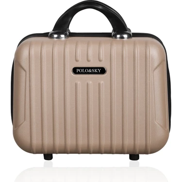 Polo&Sky Makyaj Çantası 30x24x16 cm Gold Renk Dayanıklı ABS Malzeme Tekli El
