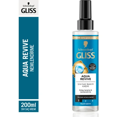 Gliss Aqua Revive Hyalüron & Deniz Yosunu Özlü Nemlendirici Saç Bakım Kremi  200 ml Normal ve Kuru