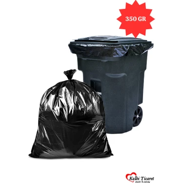 Kalbi Ticaret Kalın Çöp Torbası 350 gr x 1 Rulo Siyah Çöp Poşeti 80x110 cm Jumbo Endüstriyel Çöp