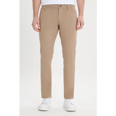 AC&Co / Altınyıldız Classics Erkek Camel Slim Fit Dar Kesim 5 Cep Pamuklu Kanvas Esnek Chino