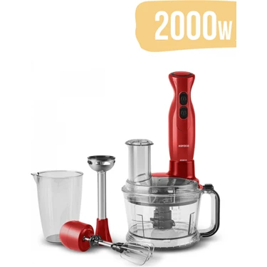 Karaca 2000W Turbo Doğrayıcı, Dilimleme, Rondo, Blender - Ikili Çelik Mikser 6 In 1 Çok Amaçlı