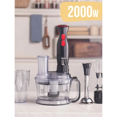 Karaca 2000W Turbo Doğrayıcı, Dilimleme Rondo, Blender - Ikili Çelik Mikser 6 In 1 Çok Amaçlı