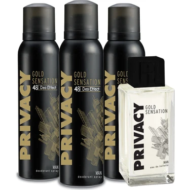 Privacy Gold Man EDT Erkek Parfüm 100 ml & DEODORANT 3 x 150