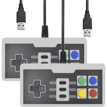 Kepang 2 Adet-2 Adet 4 Düğme Retro USB Pc Oyun Denetleyicisi Klasik Kablolu Oyun Joypad Kolu