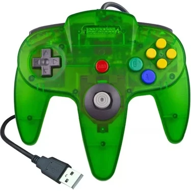 Kepang Şeffaf YEŞIL-N64 USB Kablolu Gamepad N64 Denetleyici Gamepad Joystick Klasik 64 Konsol Retro