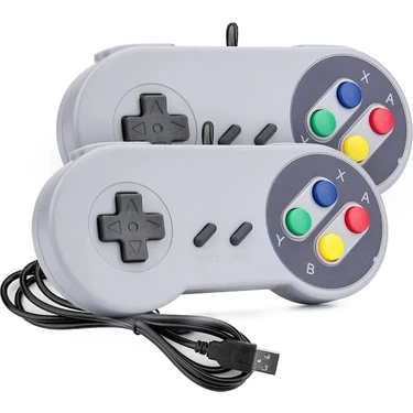 Kepang 2 Adet Gri Kablolu USB Gamepad Denetleyicisi Pc Dizüstü Windows 7/8/10 Snes Retro USB