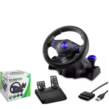Hadron VW9803 Oyun Direksiyon Seti PS3 PS2 PC Uyumlu Titreşimli Pedal ve 180° Direksiyon