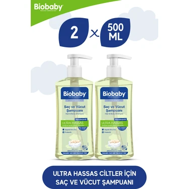 Biobaby Ultra Hassas Saç Ve Vücut Şampuanı 500 ml Prebiyotik Allman Papatyası - Organik Içerik 2 Li