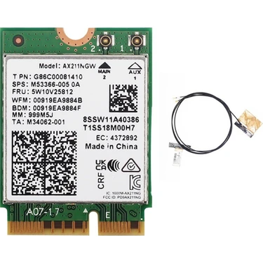 Internet Wifi 6e AX211NGW Band 2.4g/5g/6ghz Bluetooth 5.2 AX211 M.2 Cnvio WINDOWS10 Için Kablosuz