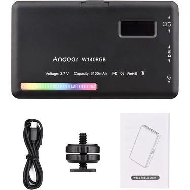 Andoer W140 Rgb LED Video Işığı Şarj Edilebilir Fotoğrafçılık (Yurt