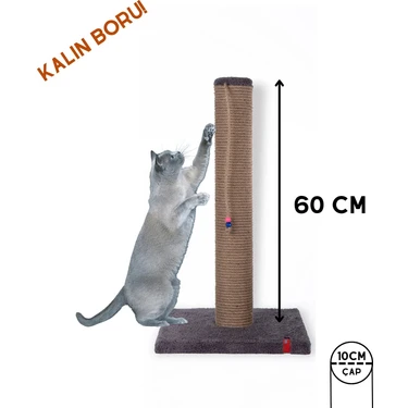 Pugalo 60CM Catnipli Kalın Borulu Dev Tırmalama Tahtası Minder Yüzey