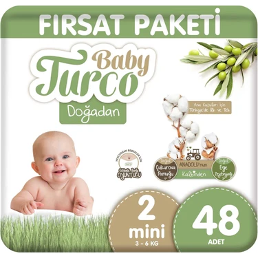 Baby Turco Doğadan Fırsat Paketi Bebek Bezi 2 Numara Mini 48