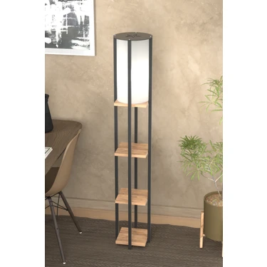 Retodesign Yıldızlı Raflı Kitaplıklı Atlantik Çam Lambader