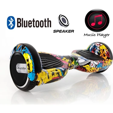 Citymate Elektrikli Kaykay Hoverboard Bluetooth Hoparlörlü 6.5 Inch Akıllı Dengeli -  Grafiti