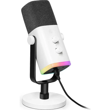 Fifine Am8 Beyaz Renkli Dinamik Mikrofon XLR/USB Bağlantı ile Yüksek Ses Kalitesi