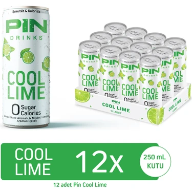 Pin Cool Lime - Şekersiz & Kalorisiz 250 ml x 12