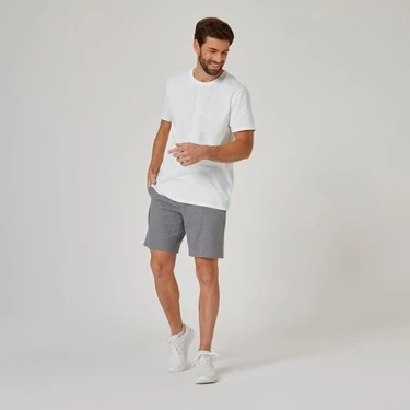 Decathlon Domyos Erkek Beyaz Spor Tişörtü 100 - Regular - Fitness Hafif