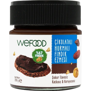 Wefood Çikolatalı Hurmalı Fındık Ezmesi (Şekersiz, Katkısız) 200 gr