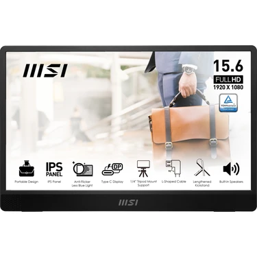 MSI 15.6" PRO MP161 E2 1920x1080 (FHD) 16:9 FLAT IPS 60HZ 4MS ADAPTIVE-SYNC PORTATIF
