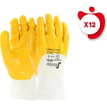 Sander Sarı Nitril Eldiven NP01- No:10  (1 Paket:12