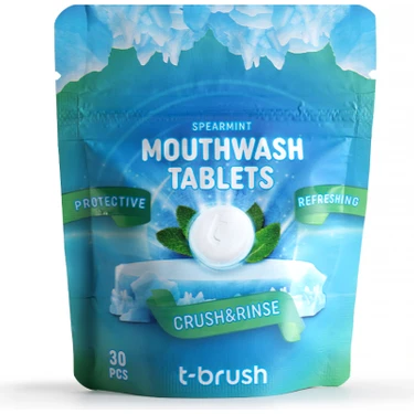 T-Brush Nane Aromalı Ağız Çalkalama Tableti 30 Adet Koruyucu Ferahlatıcı Diş ve Ağız