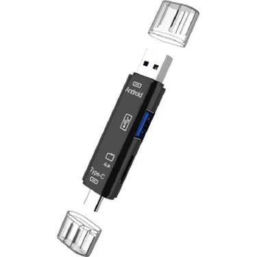 Ancheyn Otg 3 In 1 Type-C ve Micro USB Tf Çevirici Dönüştürücü Kart Okuyucu