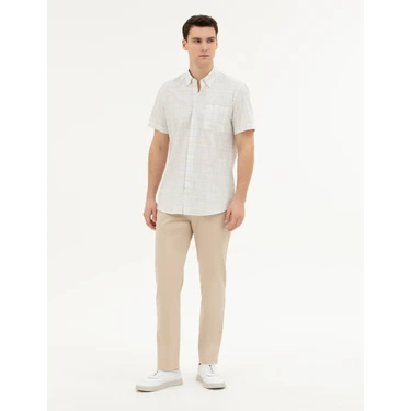 Pierre Cardin Erkek Bej Regular Fit Kanvas Pantolon