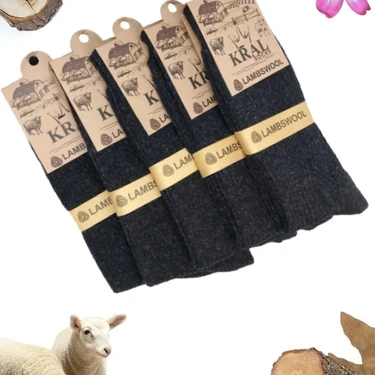 Kral Socks Erkek Kışlık Termal Etkili (5'li Paket) Lambswool Kuzu Yün