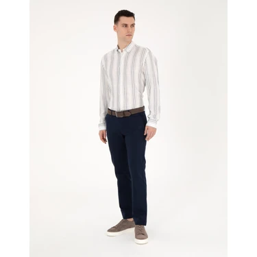 Pierre Cardin Erkek Lacivert Regular Fit Kanvas Pantolon