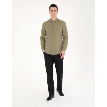 Pierre Cardin Erkek Siyah Regular Fit Kanvas Pantolon